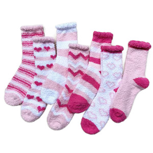 <strong>Wholesale</strong> Autumn Winter Warm Fluffy Coral Fleece Floor <strong>Socks</strong> - Heart Pattern Home Sleep <strong>Socks</strong> - Product Image 1