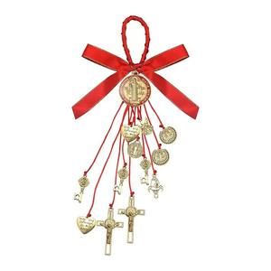 Médailles de Saint Benoît en argent <span class=keywords><strong>KOMI</strong></span>, clés, crucifix, croix, breloques, pendentifs, ruban, <span class=keywords><strong>corde</strong></span> à suspendre pour accessoires de voiture, décoration de porte, décoration de la maison - Product Image 6