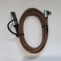 Kabel pengisi daya cepat, kabel pengisian daya ponsel 2 in 1 Tipe c ke USB a dan USB C Tipe c, kepang nilon kualitas tinggi