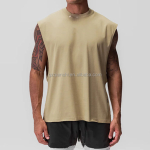ผู้ผลิตเสื้อยืดสกรีนลายเปล่าแบบกำหนดเอง เสื้อผ้าสตรีทแวร์วินเทจทรงโอเวอร์ไซส์ เสื้อกล้ามผู้ชายผ้าฝ้ายทรงบ็อกซี่ เสื้อยืดแขนกุด - Product Image 3