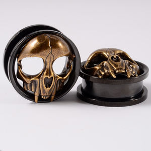 Penyumbat telinga ular baja tahan karat Skeleton Tunnel Skeleton gauge gaya Punk Expander perhiasan tindik 8mm-25mm - Product Image 4