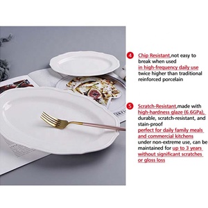Vajilla Resistente de 10/12 Pulgadas para Bodas, Platos de Pescado Ovalados de Porcelana Personalizados, Platos de Cerámica Blancos para Restaurantes - Product Image 3