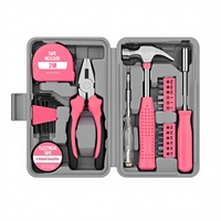 24 pièces, outils ménagers de base roses pour femmes, petit kit d'outils pour la promotion de cadeaux, ensemble d'outils de bricolage pour la maison