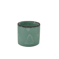 Mini porte-bougie en céramique verte en forme de sapin de Noël, décoration d'hiver pour la maison, cadeau de Noël