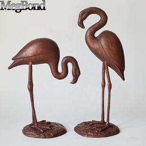 Antik bronz dökme demir Flamingo çifti heykeli zarif Metal figürinler kazınmış sevgililer günü için dökme demir flamingolar 2 Set - Product Image 2