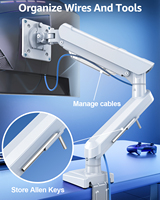 Support de moniteur LCD 13-34 pouces Support d'écran d'ordinateur Bras de moniteur pivotant blanc pouvant supporter jusqu'à 22lbs/10kg