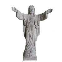 Statue traditionnelle du Sacré-Cœur de Jésus en granit rouge, statue commémorative d'extérieur, 24 pouces de haut.