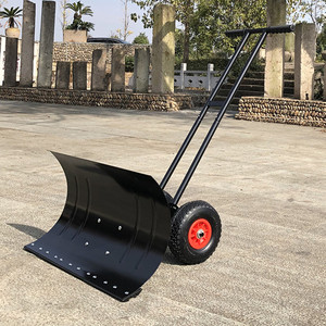 Nouvelle pelle à neige à roues en métal orange/noir de 740 mm avec poussoir à neige épaissi pour routes et trottoirs - Product Image 5