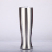 Verre à bière de style Pilsner en acier inoxydable isolé avec couvercle 30 onces pour boissons chaudes et froides