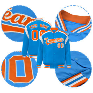 مخصص OEM سترات رجالية عالية الجودة بوليستر بومبر ليترمان معاطف بيسبول مقاس كبير مع جيوب جانبية للصدر - Product Image 2