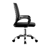 Chaise de bureau pivotante moderne à 360 degrés avec poignée de réglage de la hauteur, base chromée à cinq étoiles