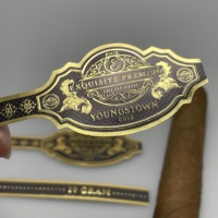 Étiquette de cigare personnalisée en gros impression en relief feuille d'or marque privée de luxe et logo autocollant de bague de cigare pour mariage et Noël