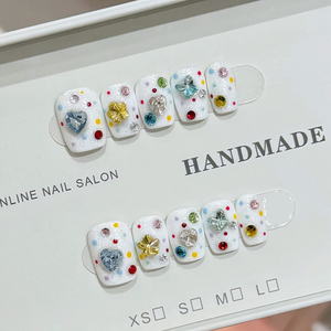Uñas postizas de alta gama para boda, efecto ojo de gato blanco leche, oro, diamante, rosa, cuadradas medianas, con incrustaciones metálicas, para usar en las manos. - Product Image 6
