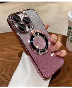 Pour <span class=keywords><strong>iPhone</strong></span> 16 15 13 pro max papier pailleté dégradé transparent magnétique étui de protection galvanoplastie <span class=keywords><strong>loupe</strong></span> couverture - Product Image 4