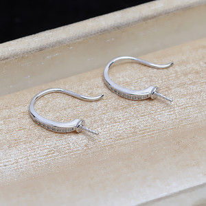 Gancho de Oreja de Plata S925, Hecho a Mano, Semi-Acabado, Accesorios de Joyería de Perlas para DIY, Bandeja Vacía para Pendientes Simples Personalizados 4242 - Product Image 2