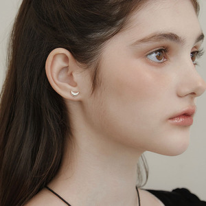Dainty Bakery <strong>Jewellery</strong> Cute Foodie Gift for Her Everyday Minimal Studs 18K Gold Plated Croissant Hypoallergenicity Stud Earring - Product Image 5