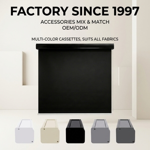 Stores enrouleurs occultants en polyester, boîte complète, à commande manuelle par chaîne, pour fenêtre française, avec support multicolore intégré, OEM ODM - Product Image 1