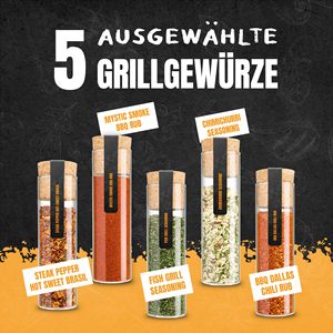 Ensemble d'épices en verre moderne (<span class=keywords><strong>pour</strong></span> grillades) – Coffret <span class=keywords><strong>cadeau</strong></span> <span class=keywords><strong>de</strong></span> 5 mélanges d'épices exquis – Boîte à épices premium <span class=keywords><strong>pour</strong></span> la <span class=keywords><strong>cuisine</strong></span> et les grillades – Idéal comme <span class=keywords><strong>cadeau</strong></span> - Product Image 2