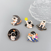 Broche émaillée en métal peinte sur le thème de la chimie YZ, motif Espace, Lune et Étoile, pour collectionneurs, style Astronaute, Antique et Moderne
