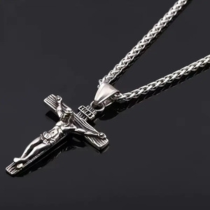 Moda crucifijo Jesucristo Metal Cruz colgante collar moda Acero inoxidable hombres mujeres joyería oro <span class=keywords><strong>plata</strong></span> Color - Product Image 2
