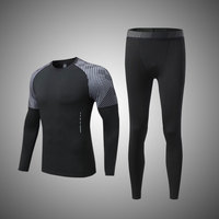 Kualitas Tinggi Peregangan Spandex Kelembaban Sumbu Pria Gym Kebugaran Memakai Celana Ketat Lengan Panjang Kompresi Suit