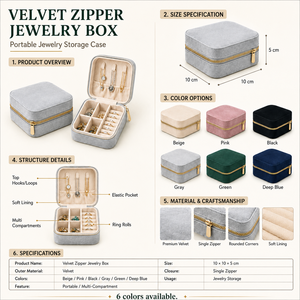 Custom Velvet Zipper Jewelry <b>Box</b> Premium Storage Case for Jewelry Brands Gift Packaging and Retail Stores - Product Image 2