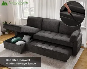 Tarik sofa tempat tidur Modern tumpukan convertible sofa tidur sofa bentuk L dengan kursi penyimpanan furnitur Eropa