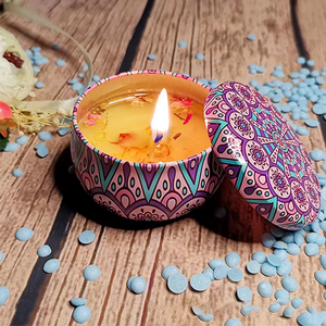 छोटे टिन में थोक लक्जरी सुगंधित मोम मोमबत्तियां, दिवाली और वैलेंटाइन के दिन के लिए फूल और क्रिस्टल उपहार सेट कर सकती हैं। - Product Image 5