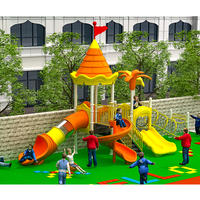 Aire de jeux extérieure avec toboggan en plastique et balançoire en Chine fournisseur