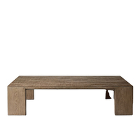 Table basse en bois massif de chêne vieilli de style américain, table basse carrée en bois de poutre anglaise récupérée, style RH pour salon