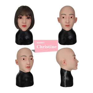 URCHOICE homme à femme sexy déesse féminine masque de tête en Silicone pour masque fête d'Halloween spectacle en direct jeune fille visage maquillage - Product Image 4