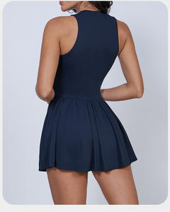 Cross-Border Cloud Feeling Zweiteiliges Kleid mit Stehkragen aus Spandex/Nylon für Outdoor-Aktivitäten, Lichtschutz, A-Linien-Rock, Schwingender Tennis-Stil - Product Image 4