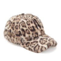 Topi Bisbol Bulu Leopard Vintage Wanita, Bulu Imitasi Tebal Hangat, Pelindung Dingin Luar Ruangan, Topi Musim Dingin Grosir