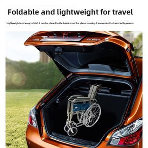 Fauteuil roulant ergonomique pour soins infirmiers, pliable manuellement, ultra-léger, avec cadre en acier, à propulsion manuelle, pour personnes âgées - Product Image 4