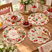 6 sets de napperons de Noël festifs verts avec bonhomme de neige et flocons de neige pour la décoration de table de Noël à la maison
