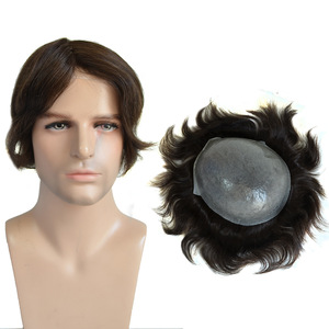 Prótesis Capilar Masculina de <span class=keywords><strong>Cabello</strong></span> 100% Natural AU, Peluca de Silicona para Hombre, Sistema de Reemplazo de Toupee <span class=keywords><strong>con</strong></span> Doble Nudo y Pegamento, <span class=keywords><strong>Cabello</strong></span> <span class=keywords><strong>Corto</strong></span> Chino - Product Image 2