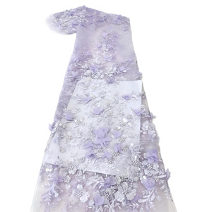 2025 dernière perle 3D stéréoscopique fleur paillettes tissu robe français haut de gamme tissu - Product Image 2