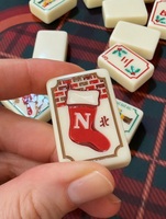 Jeu de tuiles de Mahjong américain de Noël avec dos de rennes verts et rouges, ensemble de jeu de Mahjong pour les fêtes, pour rassemblements de quatre joueurs