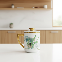 Tasses à thé en porcelaine fine à motif classique de style chinois ancien, avec infuseur, grande capacité, compatibles micro-ondes et lave-vaisselle, cadeaux d'affaires