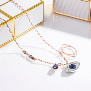 Campione di disegno in oro Rosa placca demone Occhio per le donne zircone collana in argento 925 - Product Image 3