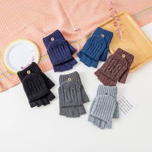 FF3182 jakarlı cabrio yarım parmak örgü eldivenler soğuk hava sürüş bisiklet eldivenler sıcak kış parmaksız eldiven - Product Image 6