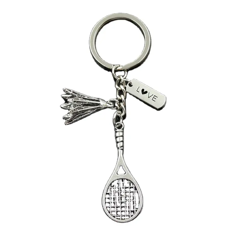 खेल श्रृंखला चाबी का गुच्छा डी बैडमिंटन टेनिस गेंद कस्टम धातु चाबी का गुच्छा विश्वास हमेशा के लिए प्यार आकर्षण चाबी का गुच्छा