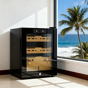 Armoire à cigares compacte grande capacité en cèdre espagnol et acier inoxydable, refroidissement par compresseur monozone, éclairage LED, électronique - Product Image 1