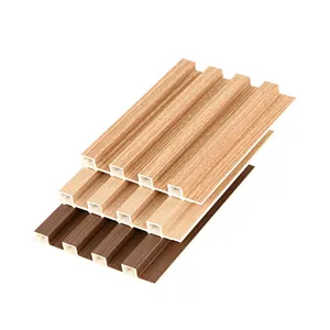 Easy Installation Wall Bamboo Wooden Panel Cladding Interior Grating 3D wpc Wallboard for Living Room