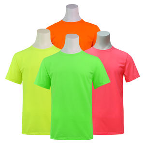 Maglietta da corsa notturna di colore brillante di sicurezza maglietta da <span class=keywords><strong>uomo</strong></span> pesante per bambini in cotone a sublimazione in bianco tinta unita - Product Image 5