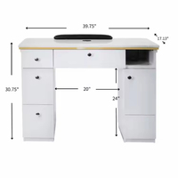 Muebles de salón de belleza de estilo blanco personalizado, MESA DE MANICURA, mesas de uñas baratas