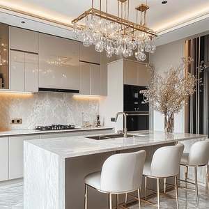 Îlot de cuisine en acier inoxydable de qualité supérieure avec évier et lave-vaisselle, disposition personnalisée, armoires de rénovation de maison de luxe - Product Image 6