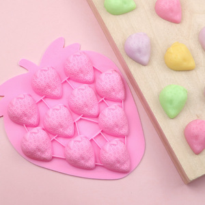 Khuôn silicon đa năng, bền vững, 10 ngăn hình quả dâu tây dùng làm bánh quy, kẹo, xà phòng, bánh ngọt, đá viên SHU XIN - Product Image 1