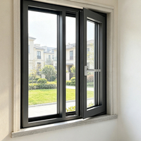 Ventana Abatible de Aluminio Gris con Doble Acristalamiento, Impermeable, para Casas Adosadas y Villas, Suministro del Fabricante HUACAI