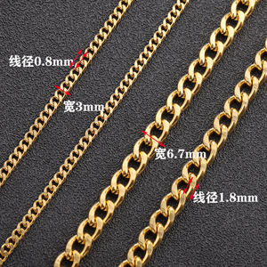 Cadena Cubana de Acero Inoxidable, Chapada en Oro de 18k, Collar y Pulsera para Hombre, Estilo Punk con Acabado Pulido Lateral, Joyería de Regalo - Product Image 3
